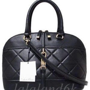 Calvin Klein Luxe Dome Black Quilted Nappa Leather Satchel -- LIKE NEW!!